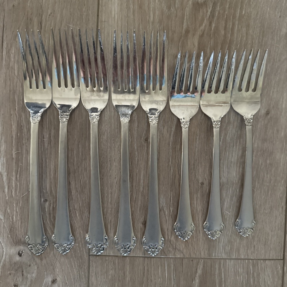 5 Dinner Forks 3 Salad Forks Oneida PRINCETON 18/10 Stainless China